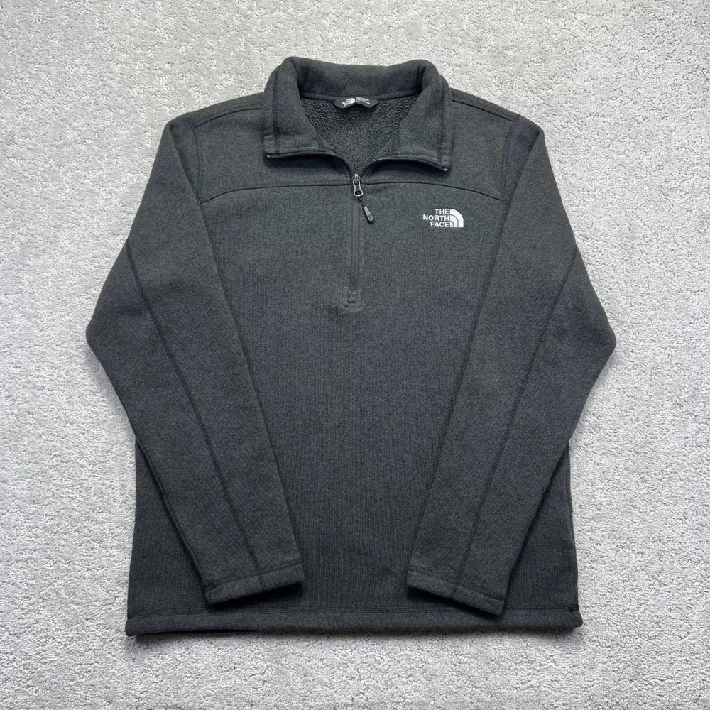 The North Face Sweater Mens Large Gray Cap Rock Quarter Zip Fleece Pullover